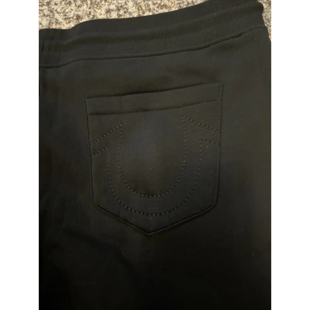 True Religion New Sweatpants Mens Sz XL Black Straight Leg Logo Cotton Blend